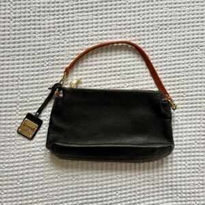 Valentina Black Pebbled Leather Shoulder Purse/Handbag Slouchy Organizer - Italy